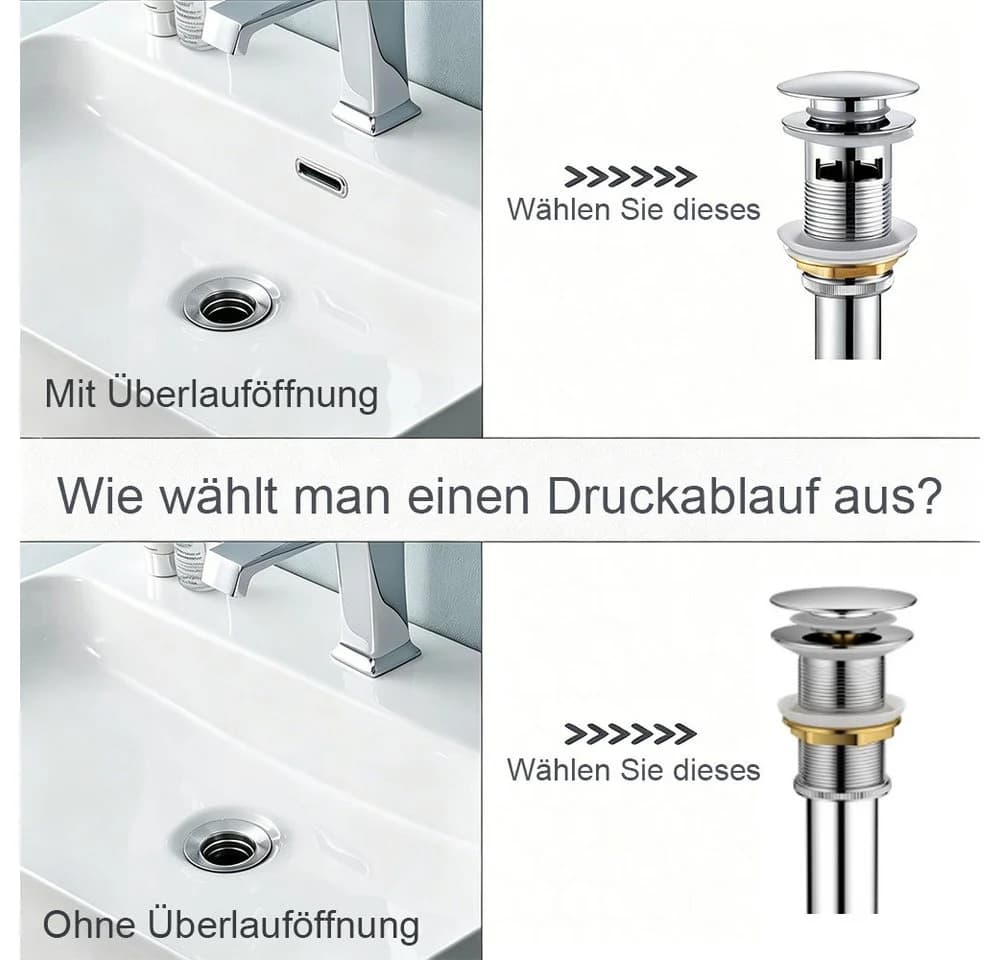 AFKSMILE Ablaufgarnitur Pop Up Edelstahl für Waschbecken ohne Überlauf - Bild 5