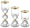 AFKSMILE Kerzenhalter 3er Set Glas mit Kristallkugeln Gold/Transparent Bild 2