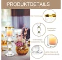 AFKSMILE Kerzenhalter 3er Set Glas mit Kristallkugeln Gold/Transparent Bild 4