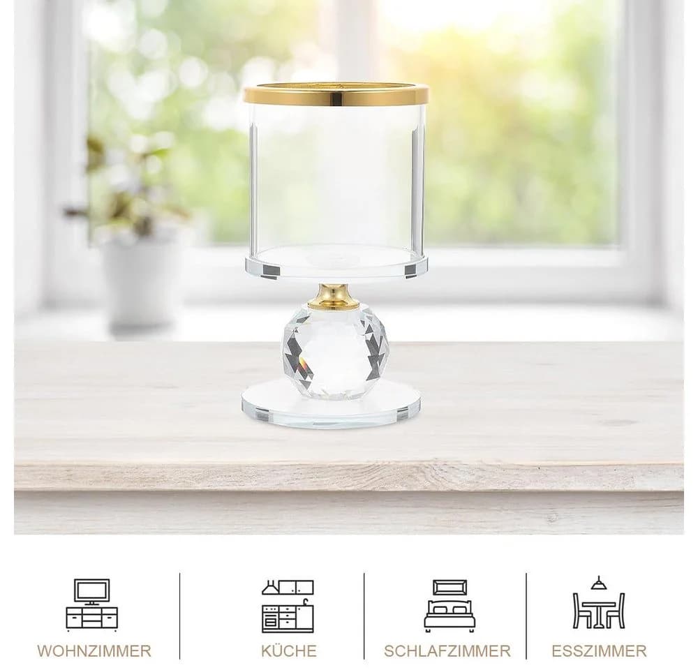 AFKSMILE Kerzenhalter 3er Set Glas mit Kristallkugeln Gold/Transparent - Bild 5