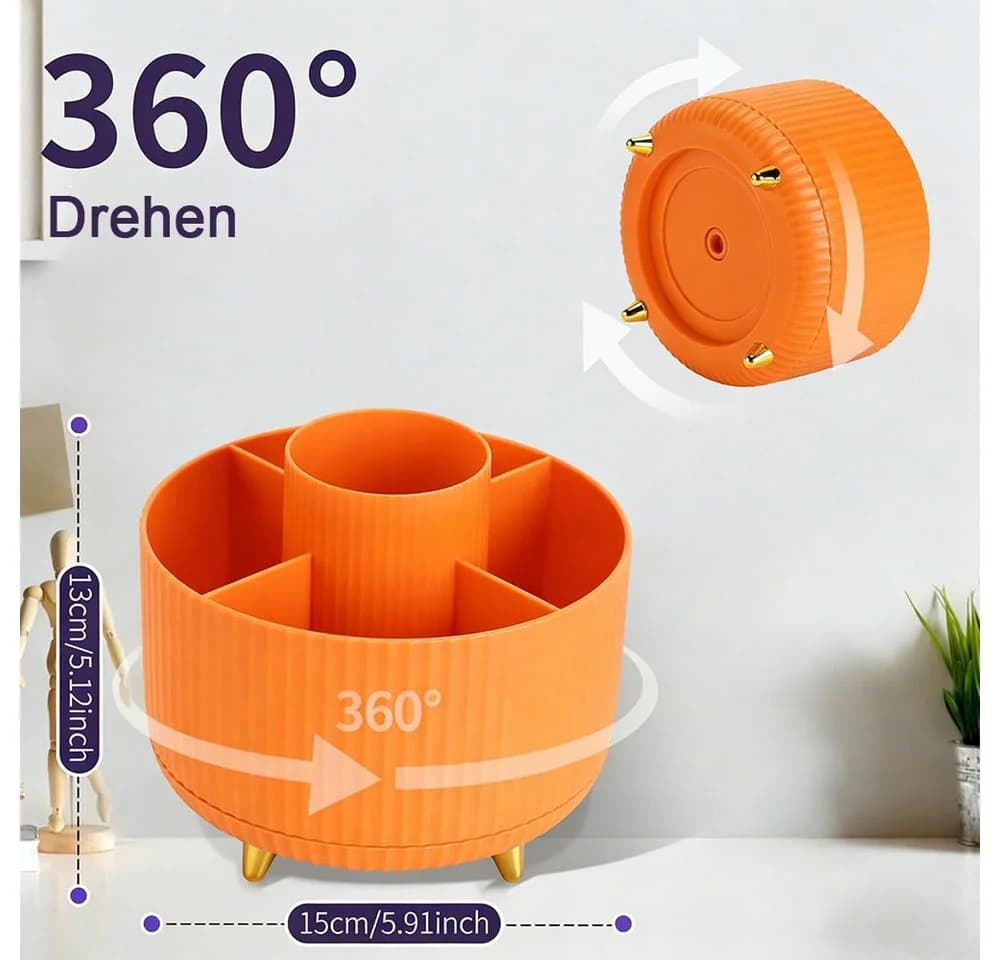TUWENA Organizer Um 360° drehbarer Stifthalter für den Schreibtisch Orange
