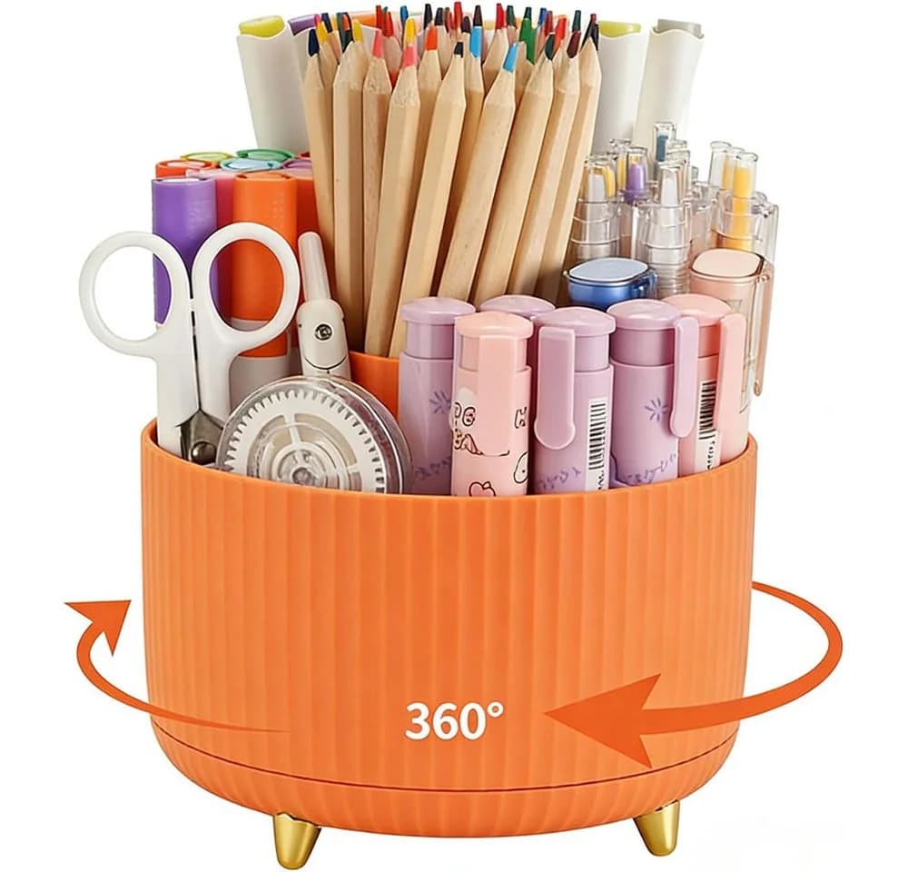 TUWENA Organizer Um 360° drehbarer Stifthalter für den Schreibtisch Orange - Bild 2