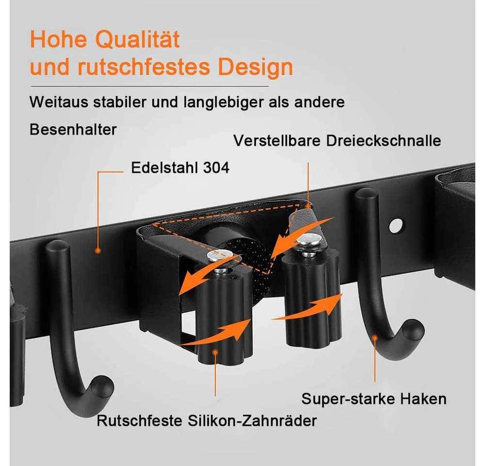 TUWENA Wandhalterung Besen & Mopps 304 Edelstahl 9-fach - Bild 4