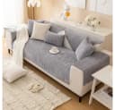 TUWENA Sofabezug Grau Chenille Rutschfest Bild 4