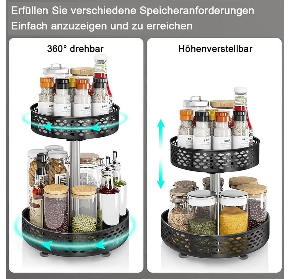 TUWENA Gewürzregal 360° drehbar Edelstahl 2 Etagen