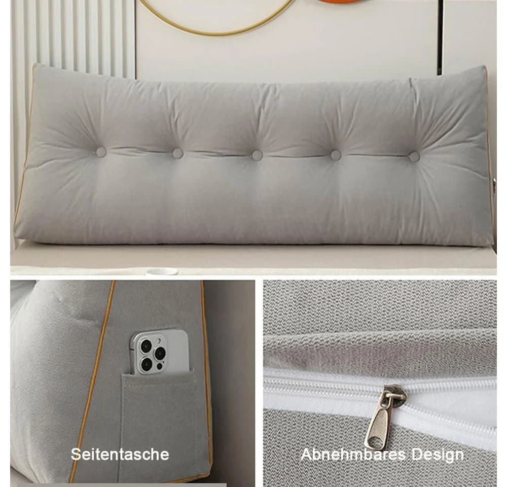 TUWENA Rückenkissen Lesekissen 120cm Grau Chenille