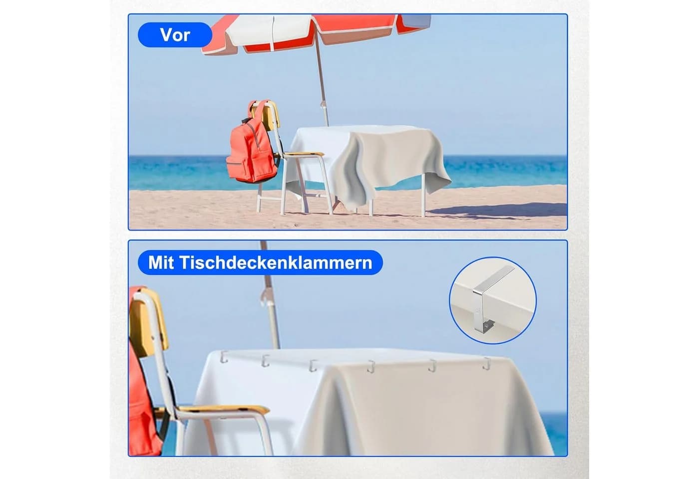 TUWENA Tischtuchklammern 10 Stück Edelstahl Silber - Bild 4