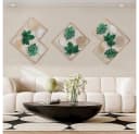 TUWENA Wanddeko 3er Set Metall Relief Ginkgo Ahorn Kiefer Gold Bild 1