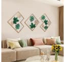 TUWENA Wanddeko 3er Set Metall Relief Ginkgo Ahorn Kiefer Gold Bild 3