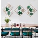 TUWENA Wanddeko 3er Set Metall Relief Ginkgo Ahorn Kiefer Gold Bild 4