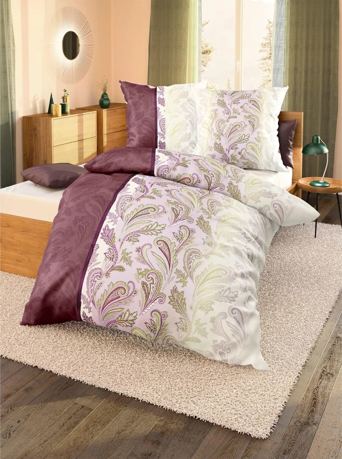 Kaeppel Bettwäsche Set Altrosa Mako-Satin Paisley 155x220 cm