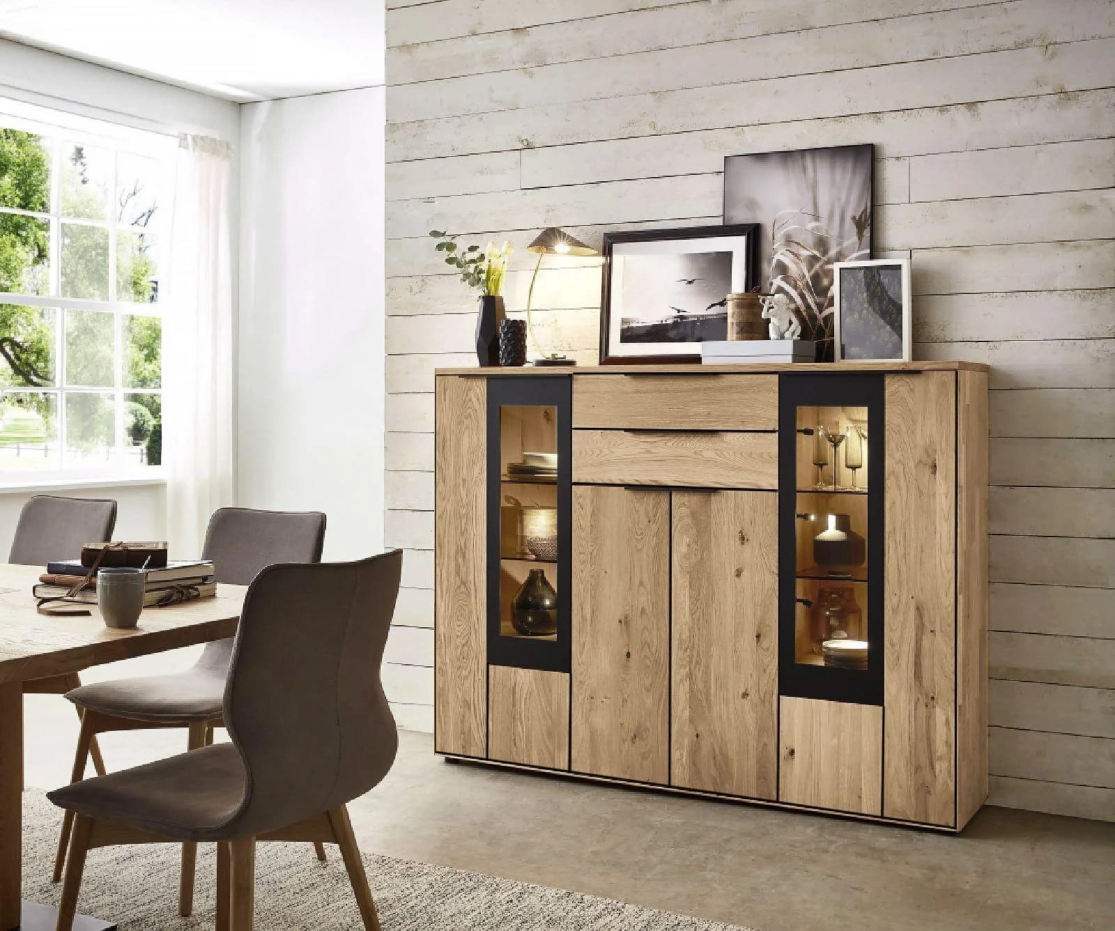Highboard VALMONDO CORTONA Wildeiche massiv gebürstet
