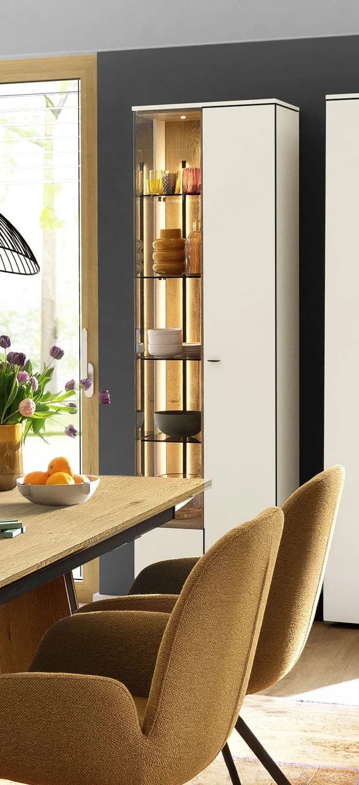 Vitrine VENJAKOB VANYA Weiß/Eiche Natur Glas