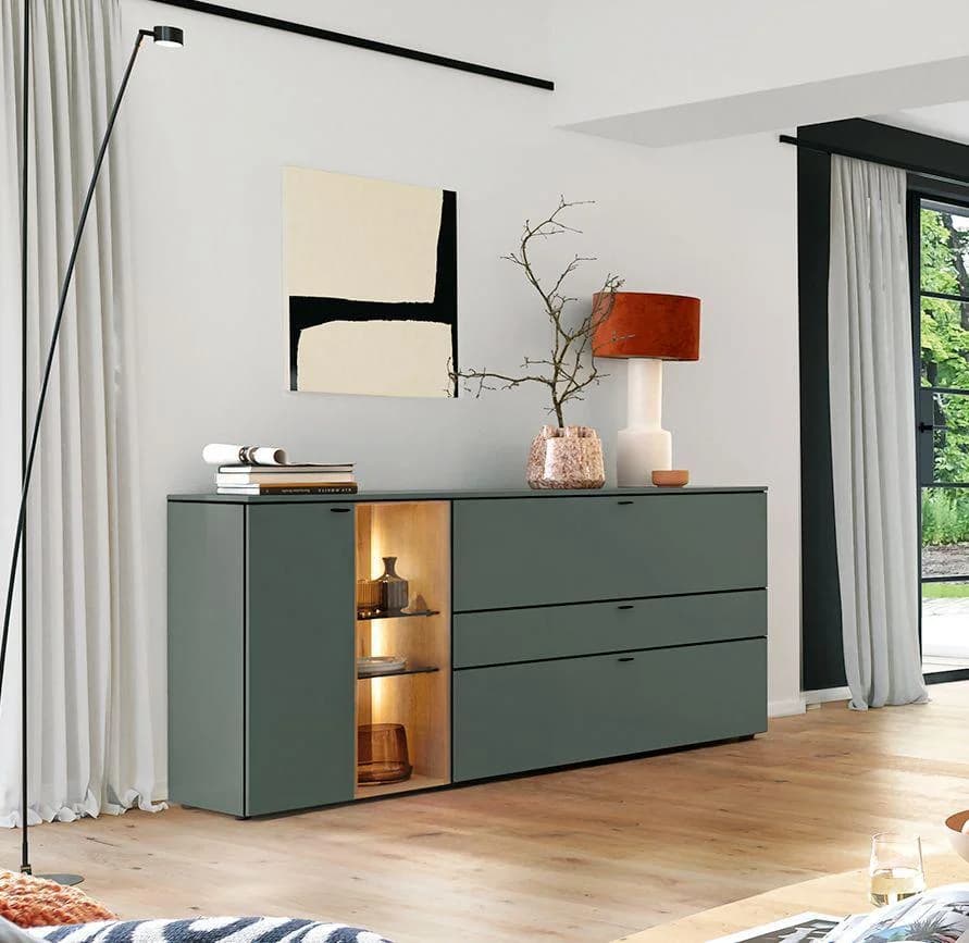 Sideboard VENJAKOB VANYA Smaragdgrün Wildeiche