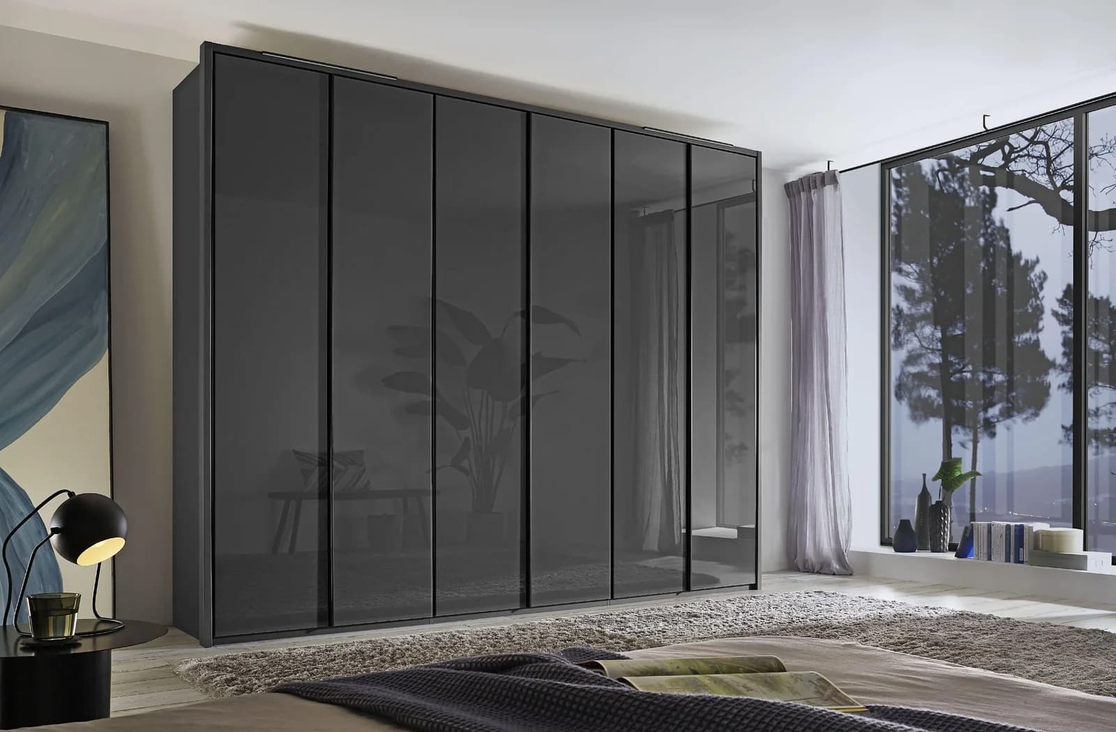 Rolf Weber Kleiderschrank WILSTEDT 6-türig Grau Glas