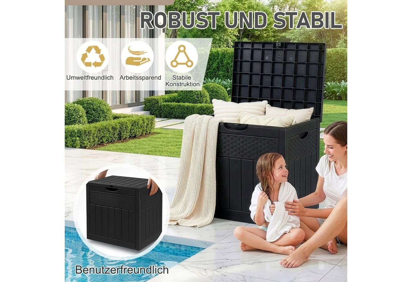 LALAHO Gartenbox Wasserdicht 126L Kunststoff-Aufbewahrungsbox - Bild 5