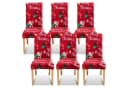 Clanmacy Stuhlhussen 6er Set Rot Elastisch mit Weihnachtsmotiv Bild 2