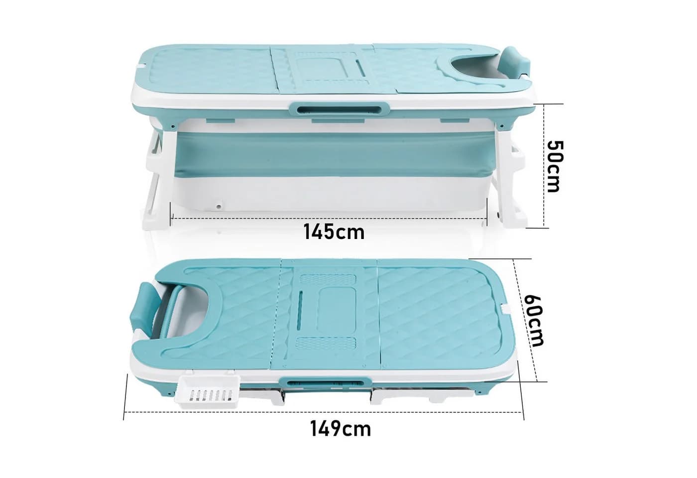 Clanmacy Faltbadewanne XXL Blau mit Massagerollen