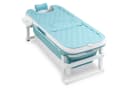 Clanmacy Faltbadewanne XXL Blau mit Massagerollen Bild 2