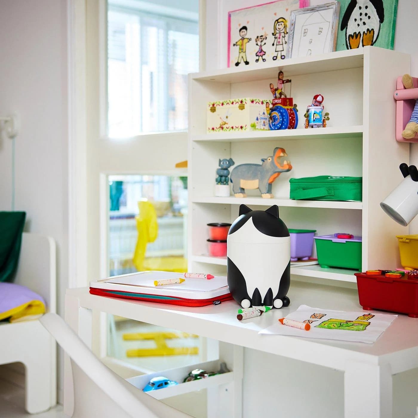 IKEA GREJSIMOJS Aufbewahrungsbox mit Deckel Schwarz/Weiß Katzenform