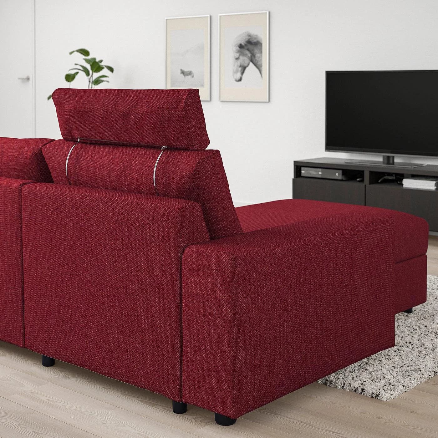 IKEA VIMLE 3er-Sofa mit Récamiere Rot Braun