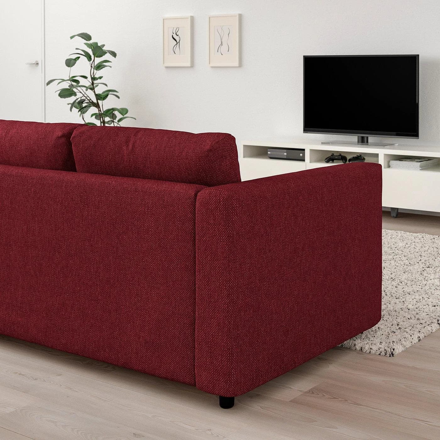 IKEA VIMLE 3er-Bettsofa Rot Braun