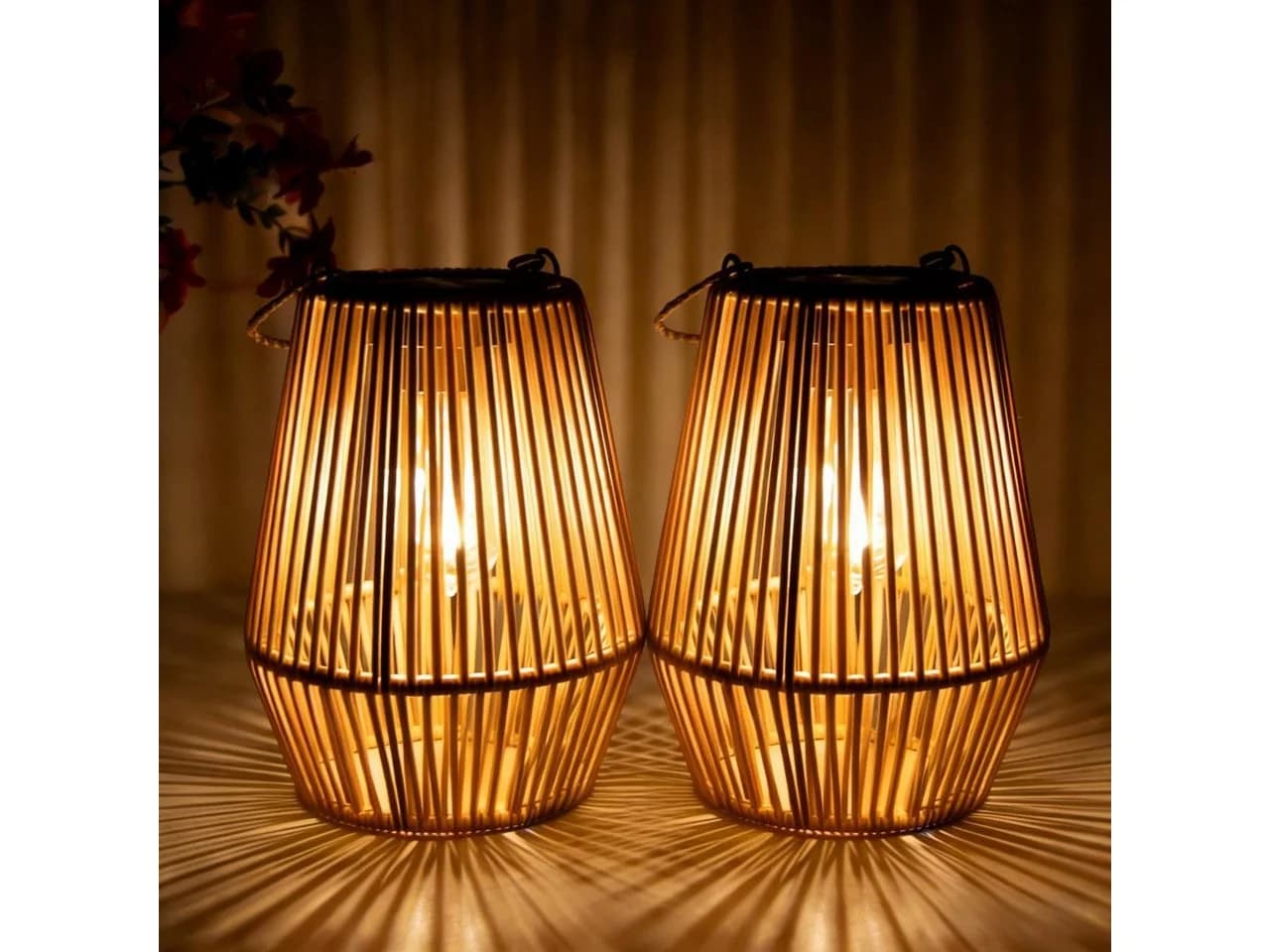 FELIXLEO LED Laterne 2er Set Solar Rattan Hängeleuchte IP65 - Bild 2