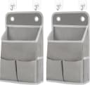 FELIXLEO Wandgarderobe 2er Set Grau mit 4 Haken Leinen Faltbar Bild 2