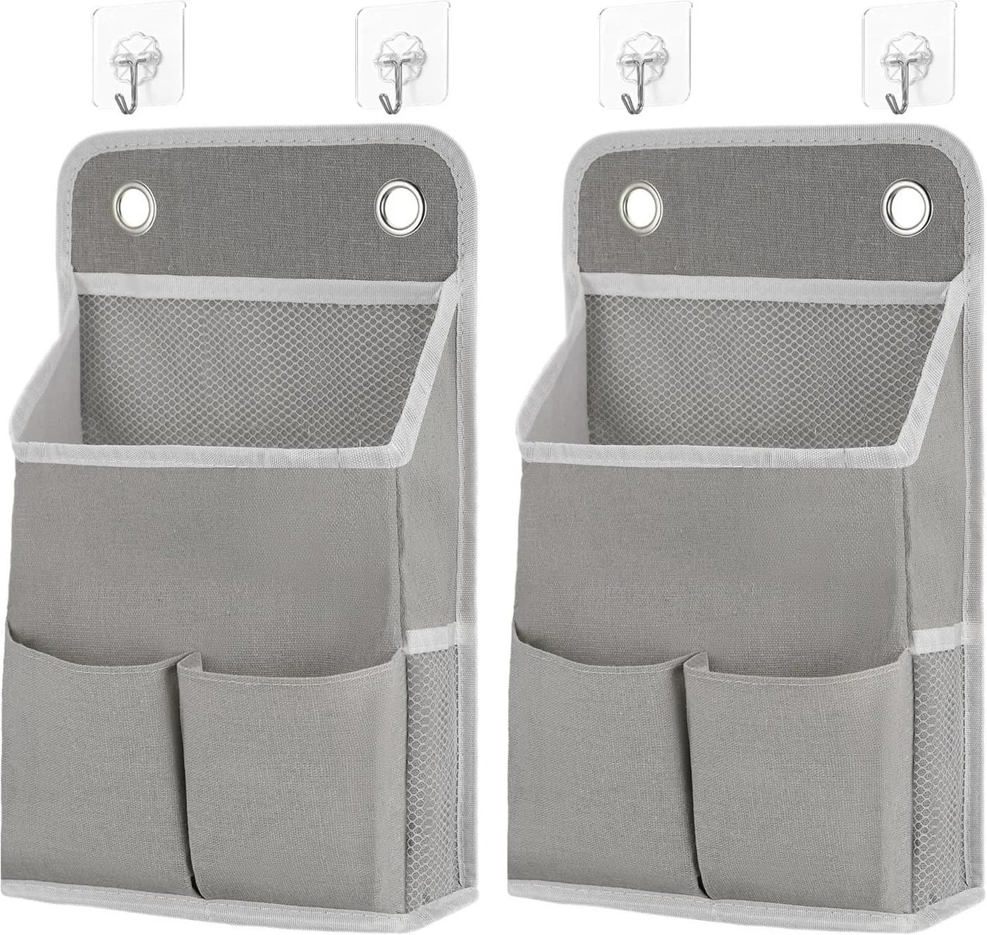 FELIXLEO Wandgarderobe 2er Set Grau mit 4 Haken Leinen Faltbar - Bild 2