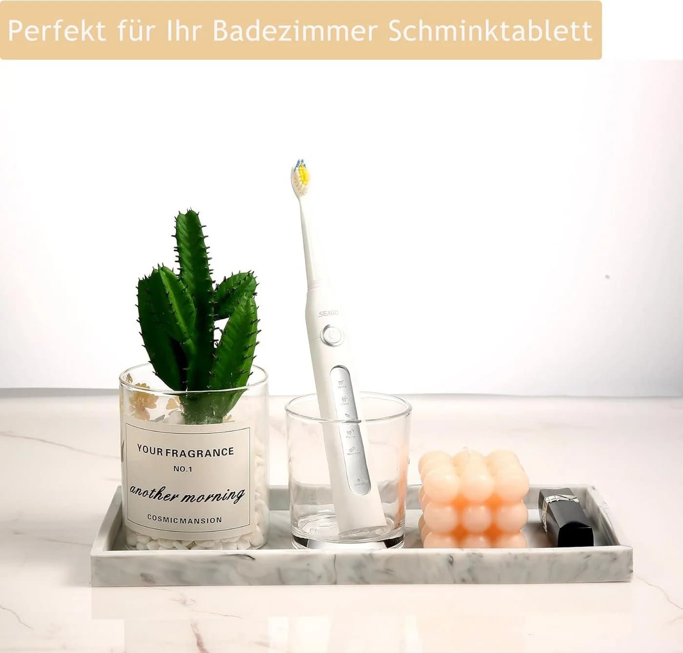 FELIXLEO Dekotablett 2 Stück Marmor Silikon Bad - Bild 3