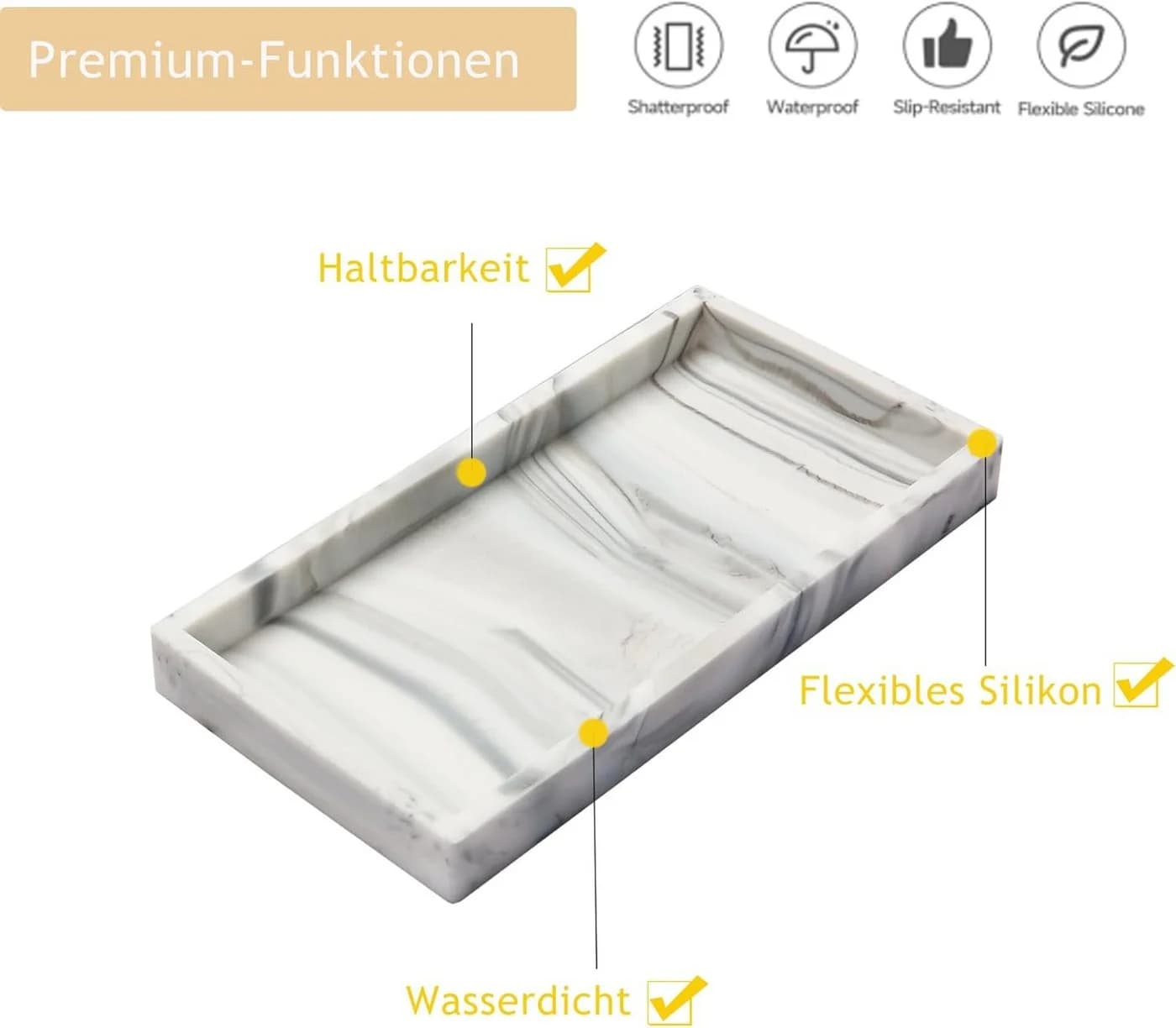 FELIXLEO Dekotablett 2 Stück Marmor Silikon Bad - Bild 4