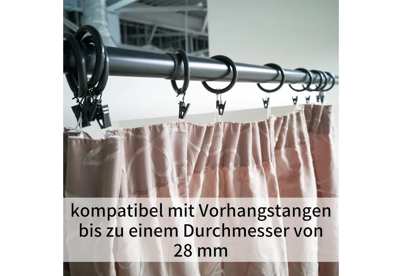 FELIXLEO Gardinenringe 50 Stk mit Clips Metall - Bild 4