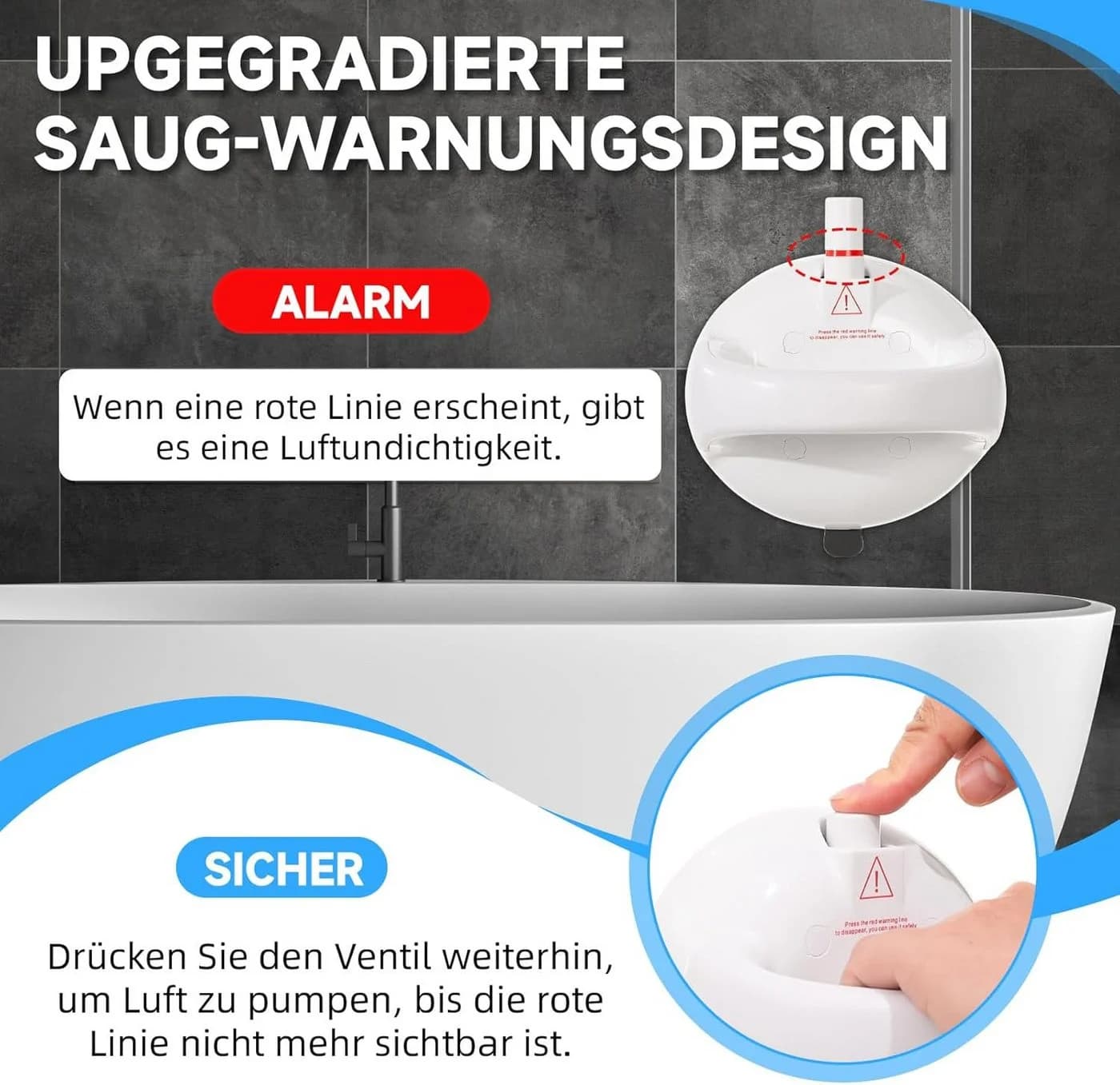 FELIXLEO Haltegriff Dusche Ohne Bohren 2er Set Saugnapf Weiß - Bild 4