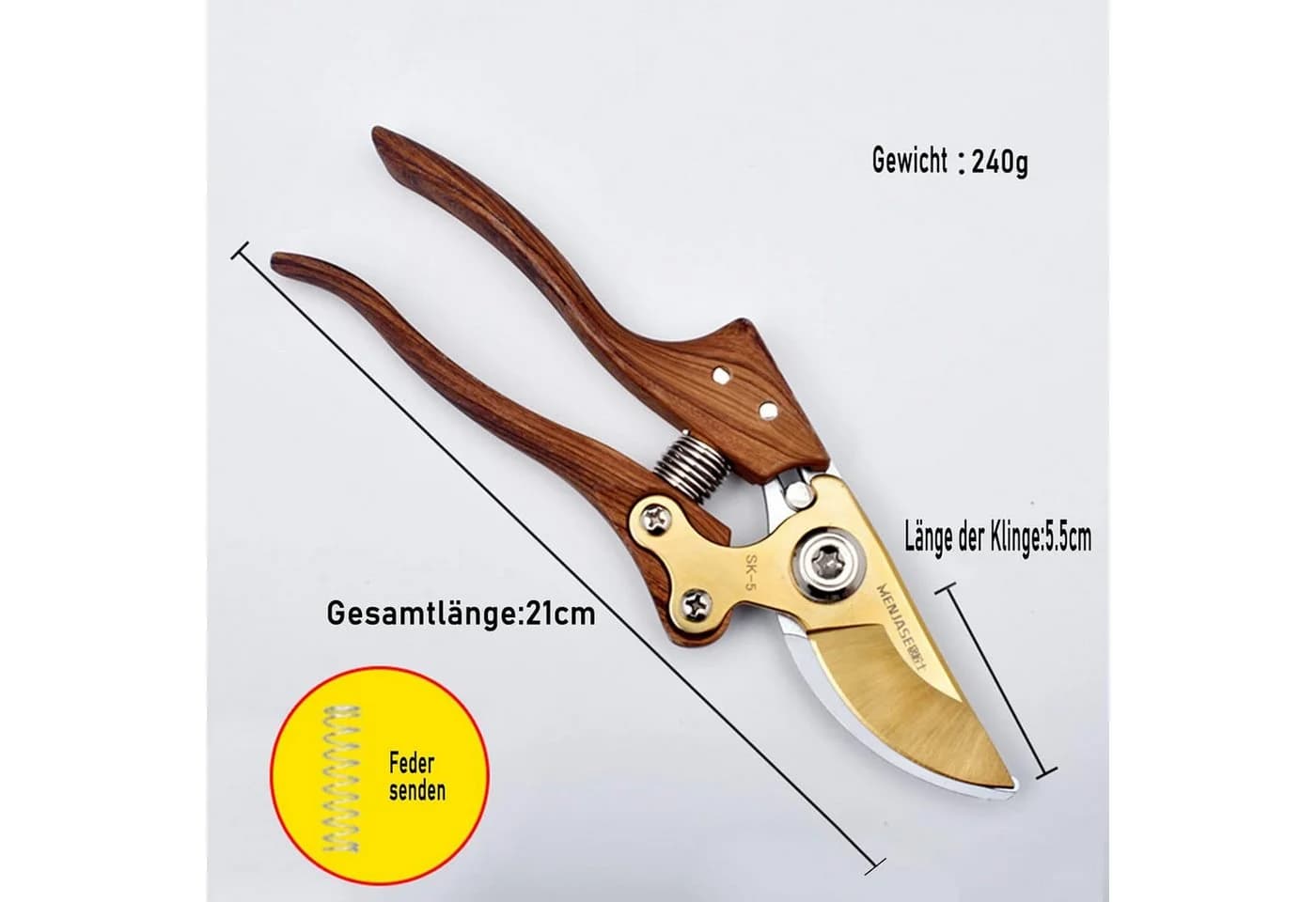 FELIXLEO Gartenschere SK5 Stahl mit Titanbeschichtung & Echtleder-Holster - Bild 5
