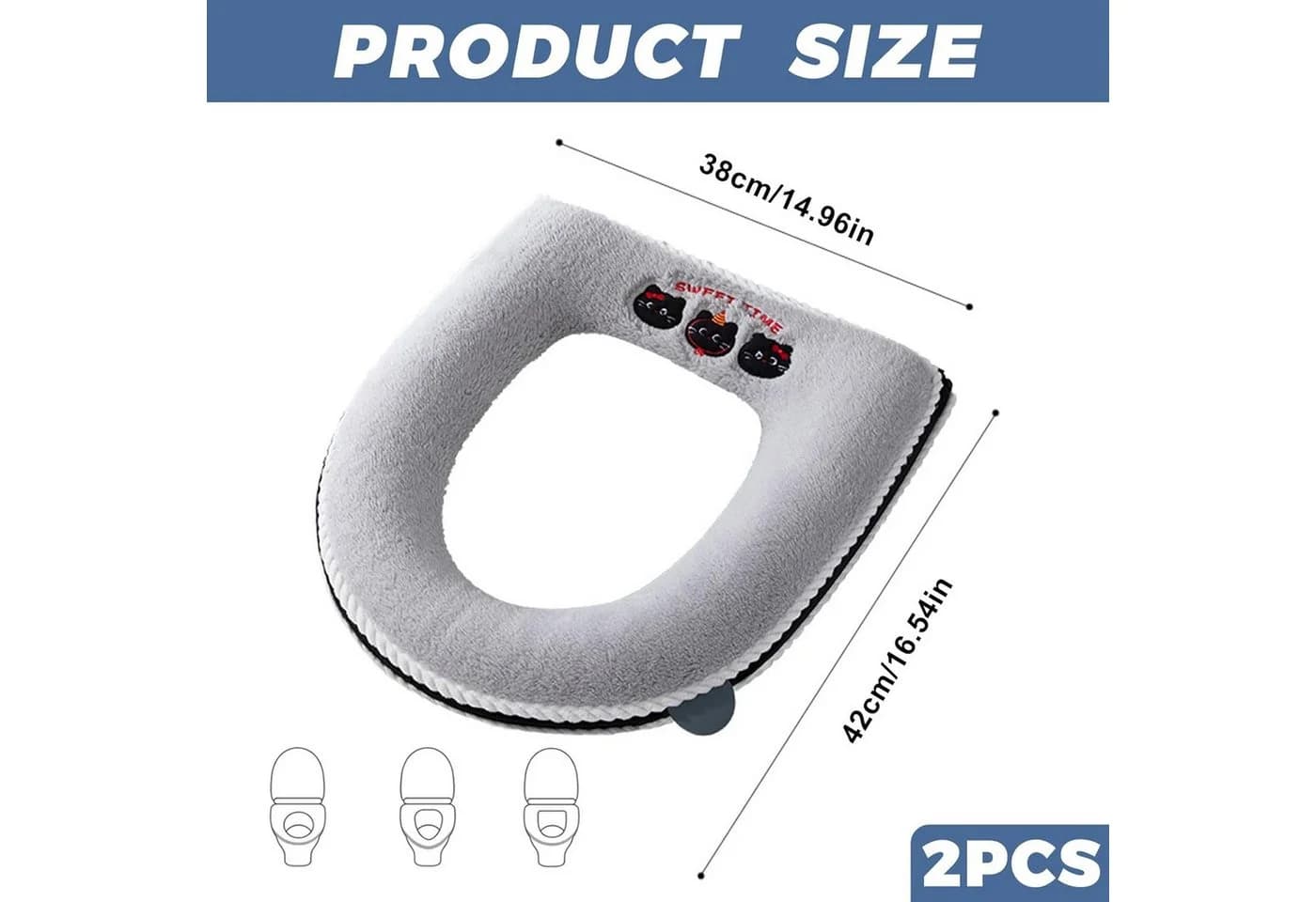 FELIXLEO WC-Deckelbezug Satiskid 2 Stück Universal Toilettensitzkissen mit Griff