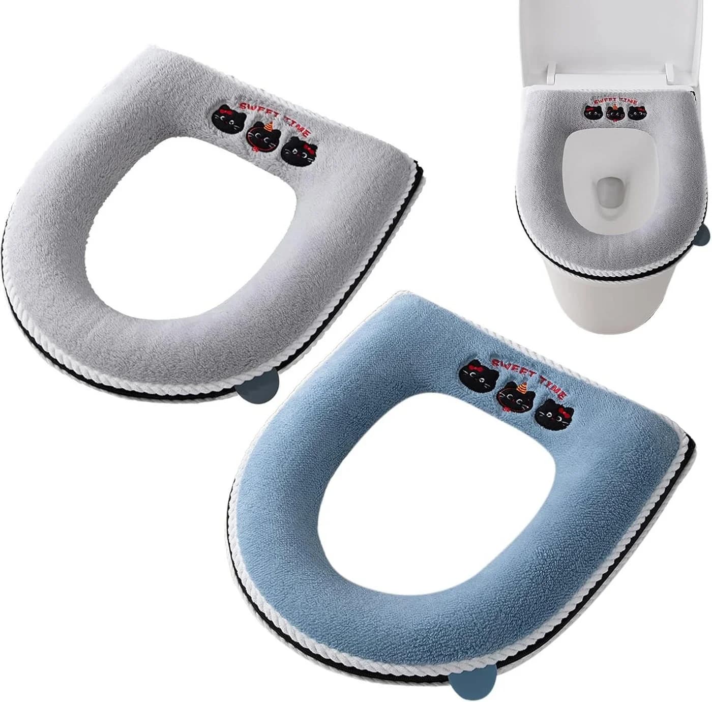 FELIXLEO WC-Deckelbezug Satiskid 2 Stück Universal Toilettensitzkissen mit Griff - Bild 2