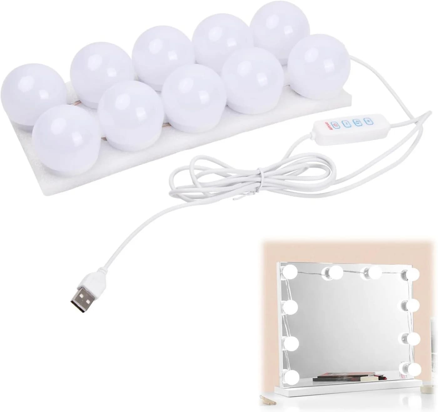 FELIXLEO Schminkspiegel mit 10 LED & 3 Farbmodi Hollywood Spiegelleuchte - Bild 2