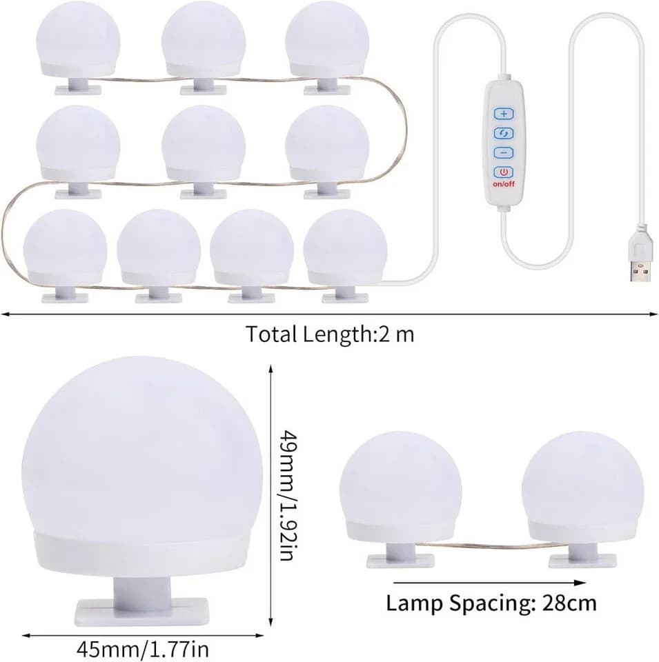 FELIXLEO Schminkspiegel mit 10 LED & 3 Farbmodi Hollywood Spiegelleuchte - Bild 3