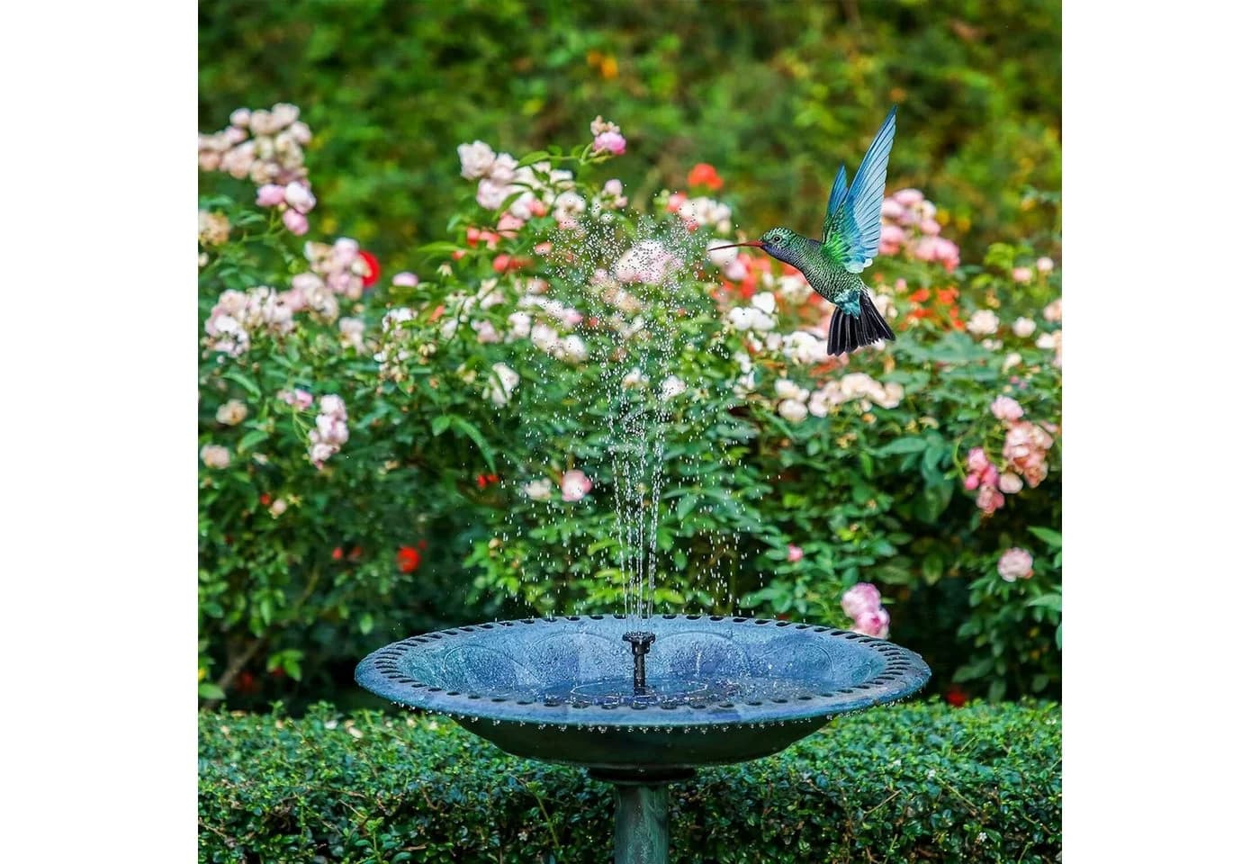 FELIXLEO Solarpumpe Solar Springbrunnen Teichpumpe 8 Düsen für Garten Vogelbad