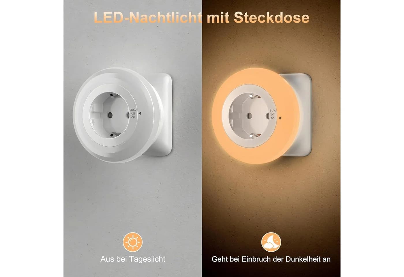 FELIXLEO LED Nachtlicht mit Steckdose & Dämmerungssensor, dimmbar - Bild 3