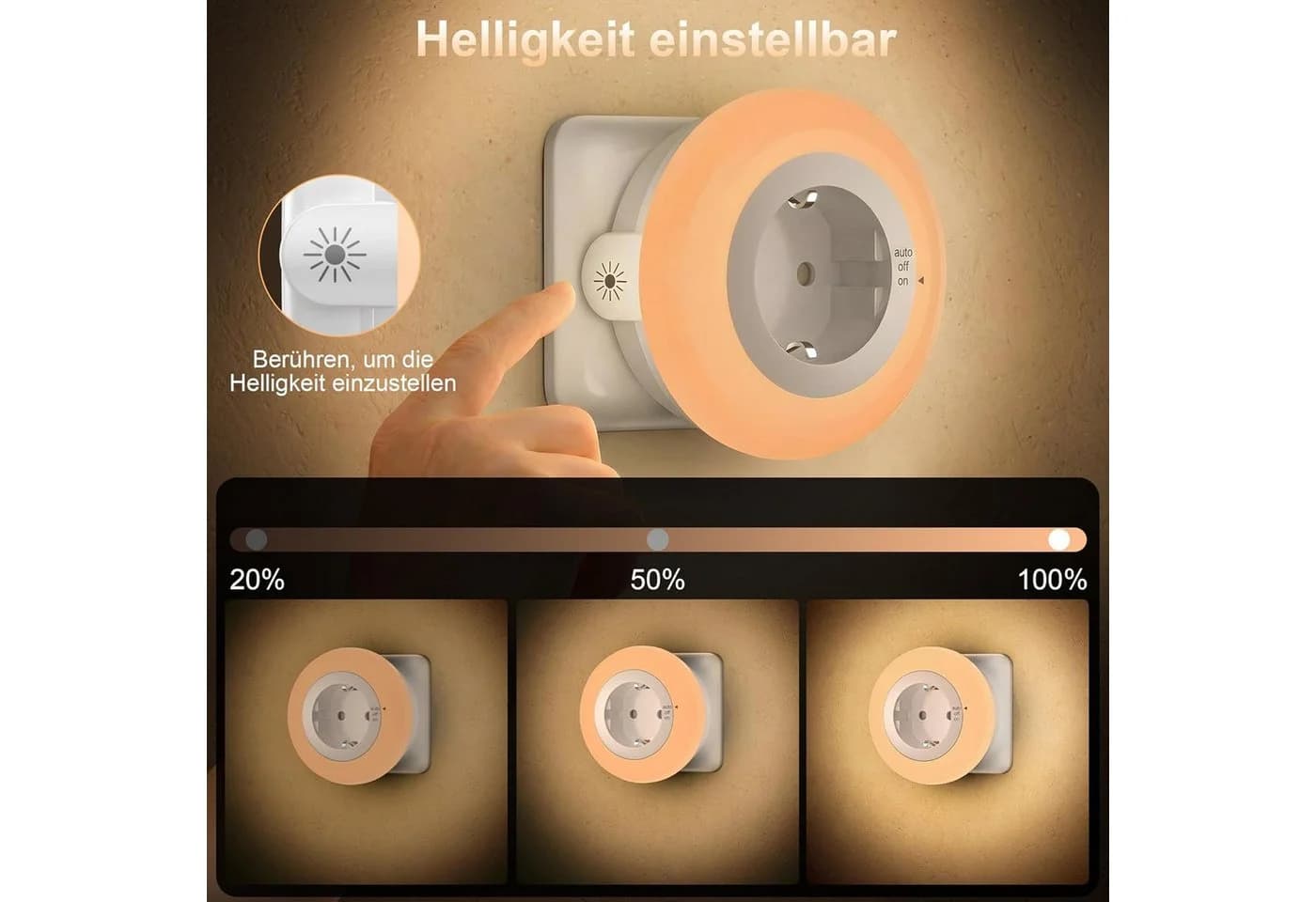 FELIXLEO LED Nachtlicht mit Steckdose & Dämmerungssensor, dimmbar - Bild 4