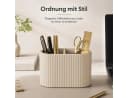 FELIXLEO Stiftehalter Organizer Oval Beige PU-Leder 2 Fächer Bild 1