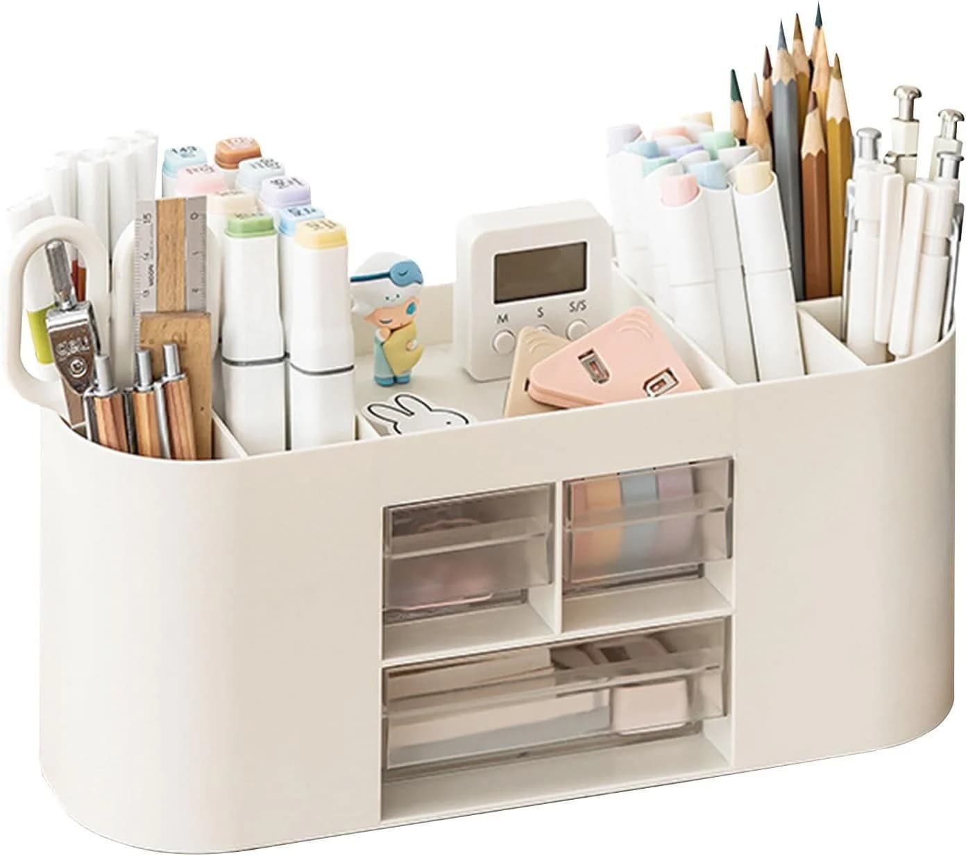 FELIXLEO Stiftehalter Organizer Weiß 10 Fächer mit Schubladen - Bild 2