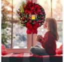 FELIXLEO Kunstkranz 40 cm Türkranz Weihnachten mit Laterne Rot Bild 3