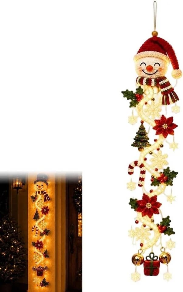 FELIXLEO Hängedekoration Weihnachts-Türhänger mit Beleuchtung Rot/Weiß - Bild 2