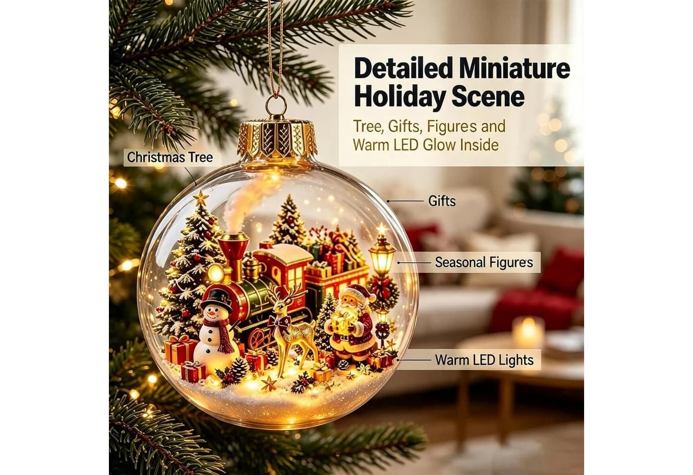 FELIXLEO Lichterkette 5 Stück LED Weihnachtskugeln Warmweiß