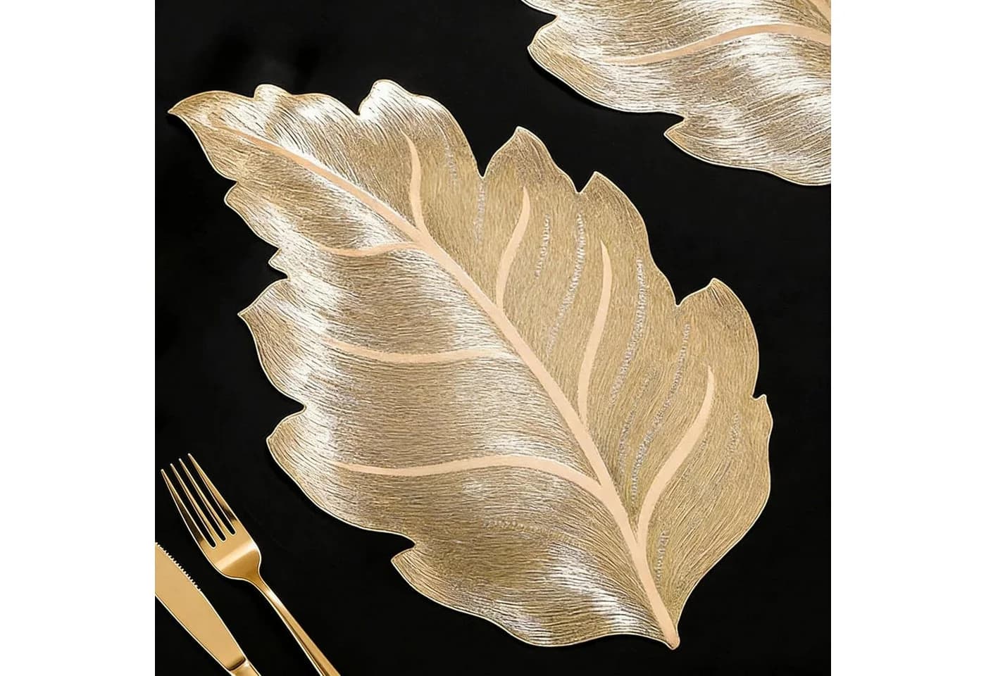 FELIXLEO Platzset Goldene Blattform PVC Abwaschbar - Bild 2