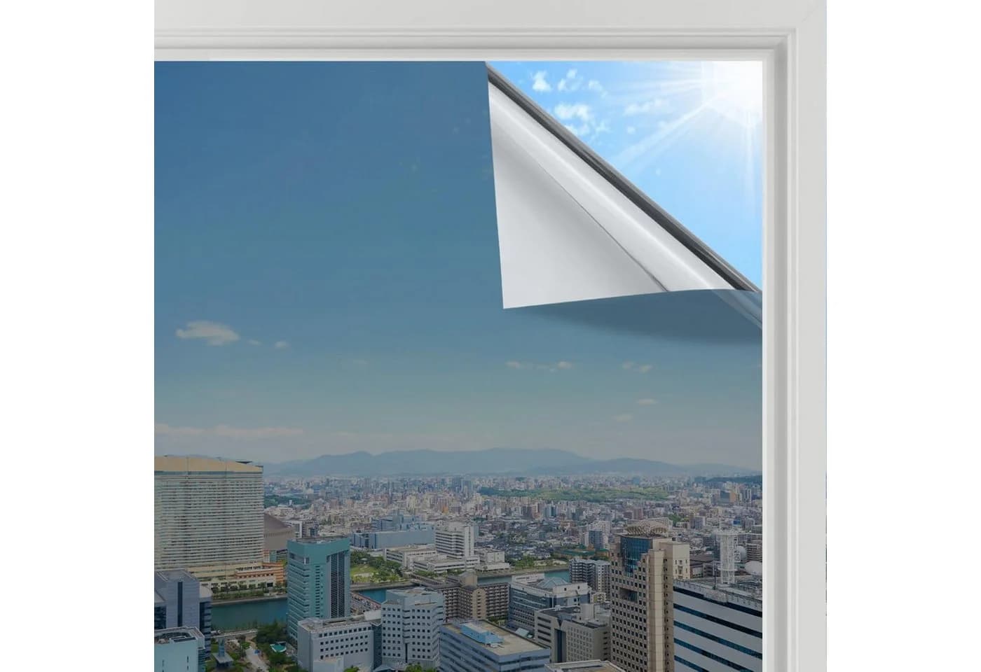 FELIXLEO Spiegelfolie Fenster Sonnenschutz UV Hitzeschutz Silber 2er Set - Bild 2