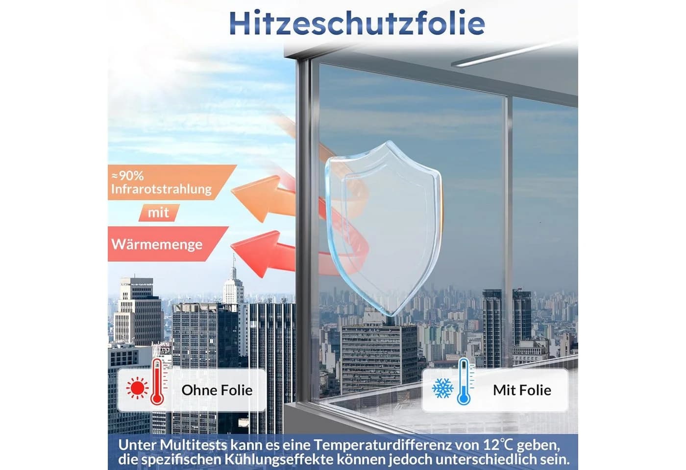 FELIXLEO Spiegelfolie Fenster Sonnenschutz UV Hitzeschutz Silber 2er Set - Bild 3