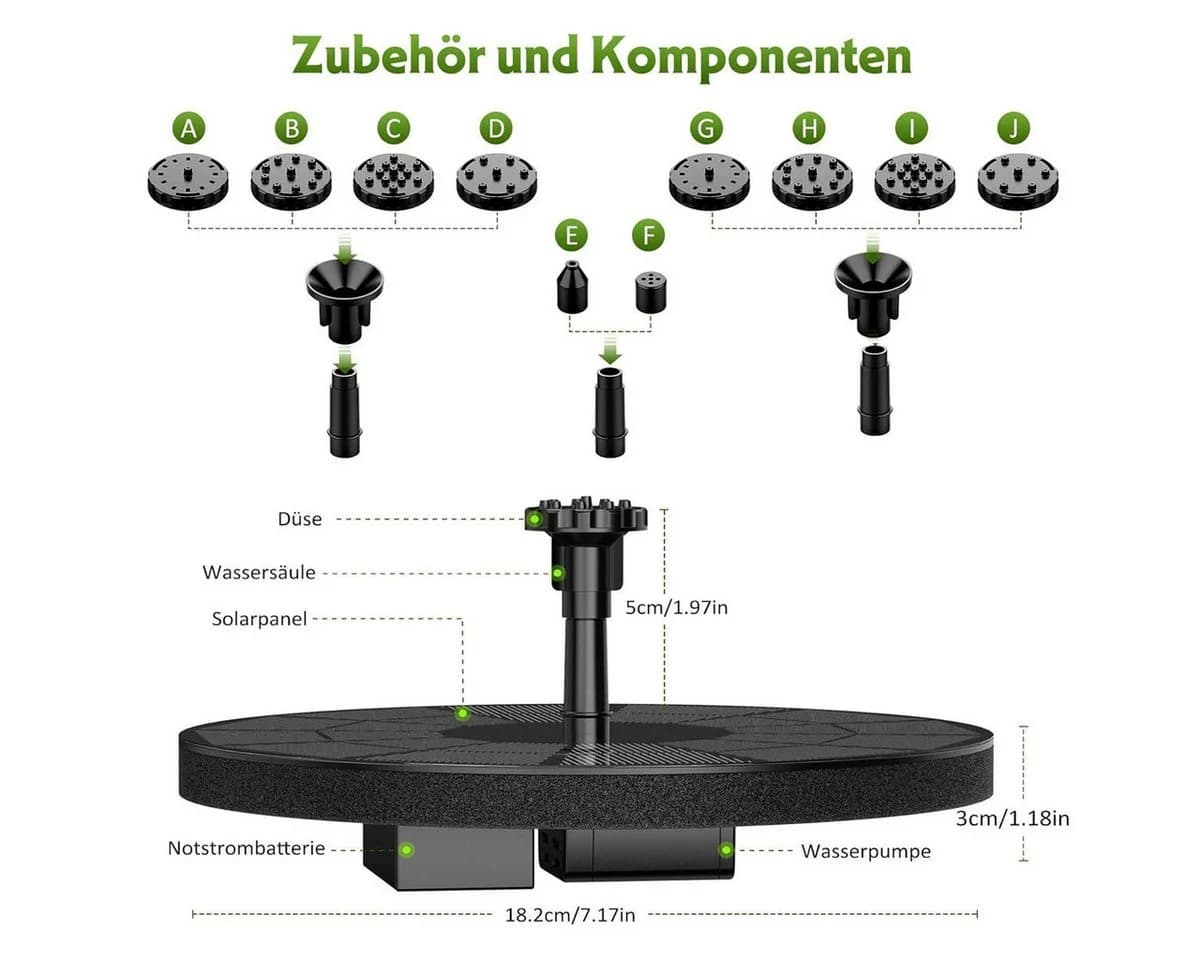 FELIXLEO Solarbrunnen mit Akku & 9 Fontänen - Bild 3